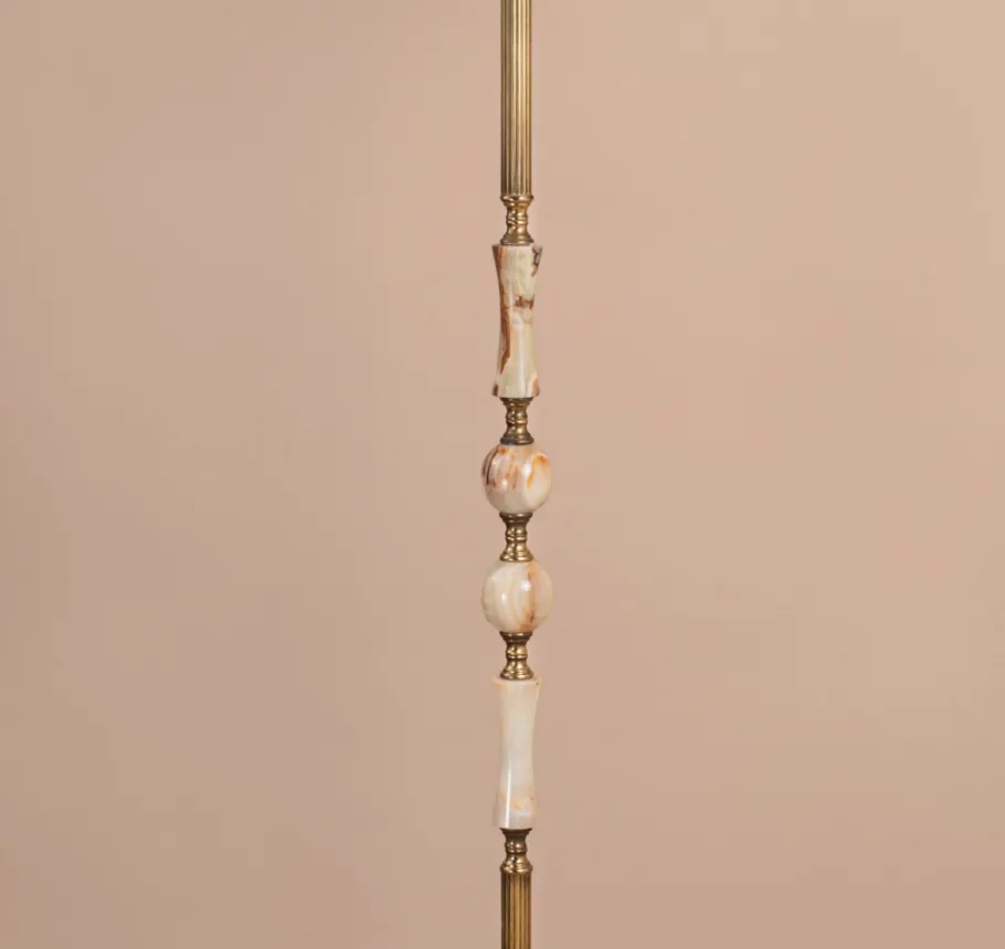 Outlet Pamono Onyx and Brass Floor Lamp by Marmo Lusso