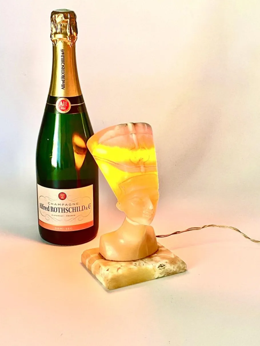 Best Pamono Onyx Egyptian Figure Table Lamp, France, 1930s