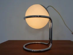 Pamono Opal Glass Table Ball Lamp, Italy, 1960s