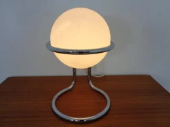 Pamono Opal Glass Table Ball Lamp, Italy, 1960s