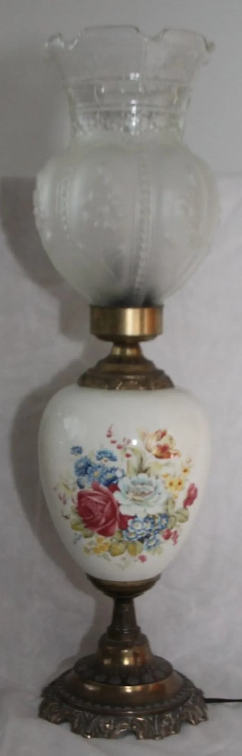 Sale Pamono Opaline Frosted Glass Lampshade with Floral Decor Lamps, 1950s, Set of 2