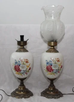 Sale Pamono Opaline Frosted Glass Lampshade with Floral Decor Lamps, 1950s, Set of 2