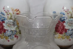 Sale Pamono Opaline Frosted Glass Lampshade with Floral Decor Lamps, 1950s, Set of 2