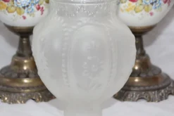 Sale Pamono Opaline Frosted Glass Lampshade with Floral Decor Lamps, 1950s, Set of 2