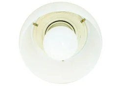 Clearance Pamono Opaline Glass and Brass Omega Ceiling Lamp by Vico Magistretti for Artemide, 1960s