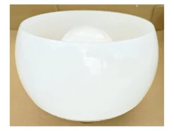 Clearance Pamono Opaline Glass and Brass Omega Ceiling Lamp by Vico Magistretti for Artemide, 1960s