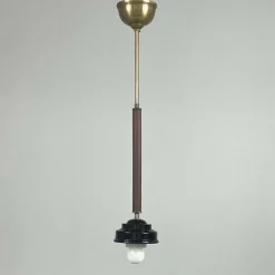 Clearance Pamono Opaline Glass, Bakelite and Wood Pendant from Sieverts Kabelverk, Sweden, 1940s