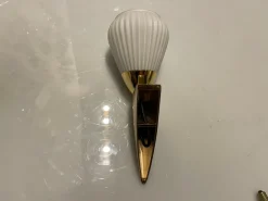 Hot Pamono Opaline Glass Pleated Brass Sconces, 1980s, Set of 2