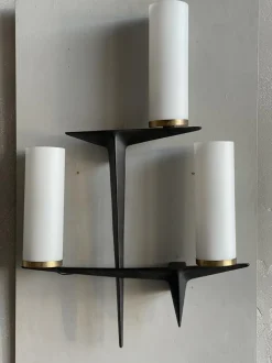 Best Pamono Opaline Glass Wall Lights from Maison Arlus, Set of 2