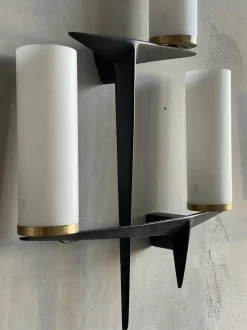 Best Pamono Opaline Glass Wall Lights from Maison Arlus, Set of 2