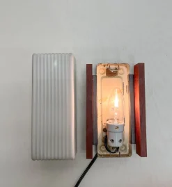 New Pamono Opaline White Glass and Teak Wall Light attributed to Bega Lights, Germany, 1960s