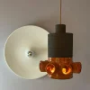 New Pamono Orange and Brown Ceramic Hanging Lamp