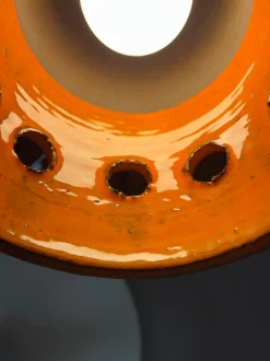 New Pamono Orange and Brown Ceramic Hanging Lamp
