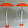 Pamono Orange and White Mushroom Outdoor Garden Lamps from BEGA, 1950s, Set of 2