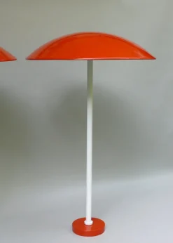 Pamono Orange and White Mushroom Outdoor Garden Lamps from BEGA, 1950s, Set of 2