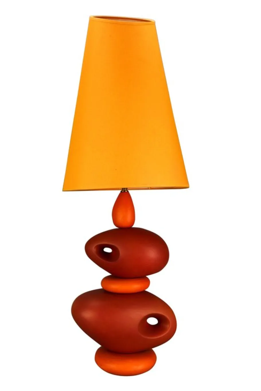 New Pamono Orange Ceramic Table Lamp by Louis Drimmer, France, 1980s