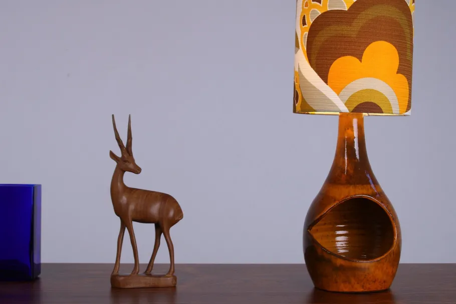 Discount Pamono Orange Ceramic Vase Lamp from Scheurich Keramik, West Germany, 1970s