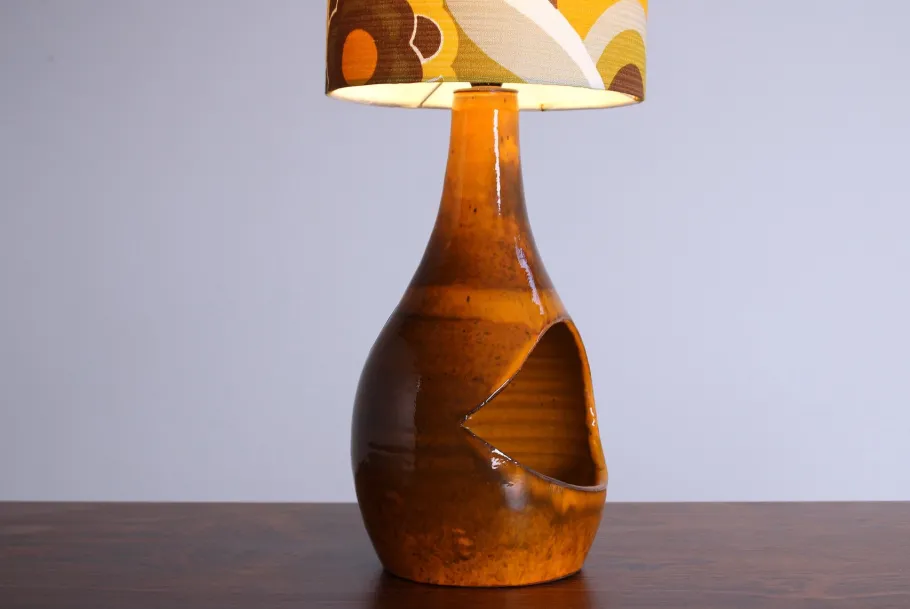 Discount Pamono Orange Ceramic Vase Lamp from Scheurich Keramik, West Germany, 1970s