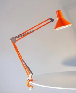 Sale Pamono Orange Danish Architect's Clamp Lamp by HGF for Maxam, 1968