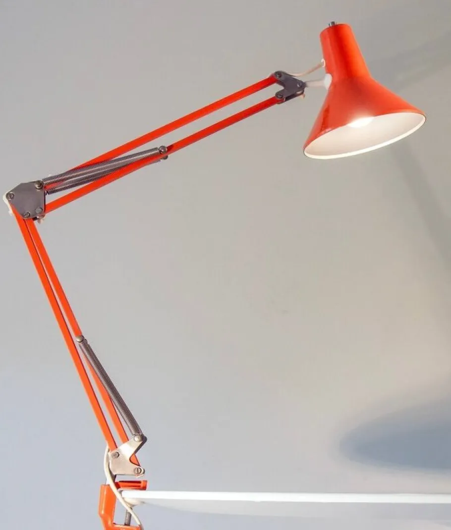 Sale Pamono Orange Danish Architect's Clamp Lamp by HGF for Maxam, 1968