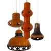 Sale Pamono Orange Glazed Ceramic Pendant Lights, Germany, 1970s, Set of 4