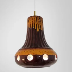 Sale Pamono Orange Glazed Ceramic Pendant Lights, Germany, 1970s, Set of 4