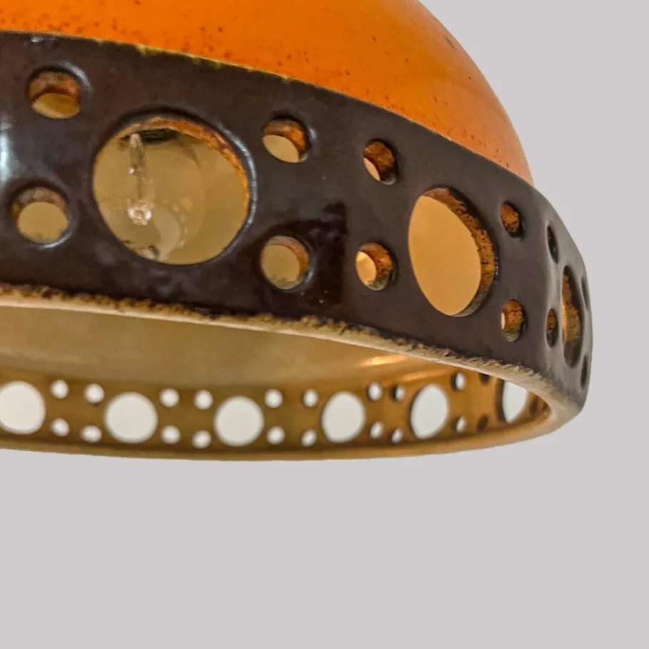 Sale Pamono Orange Glazed Ceramic Pendant Lights, Germany, 1970s, Set of 4