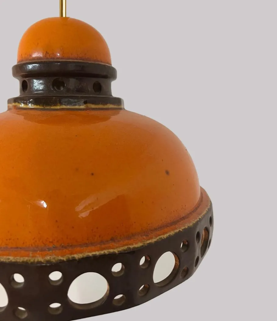 Sale Pamono Orange Glazed Ceramic Pendant Lights, Germany, 1970s, Set of 4