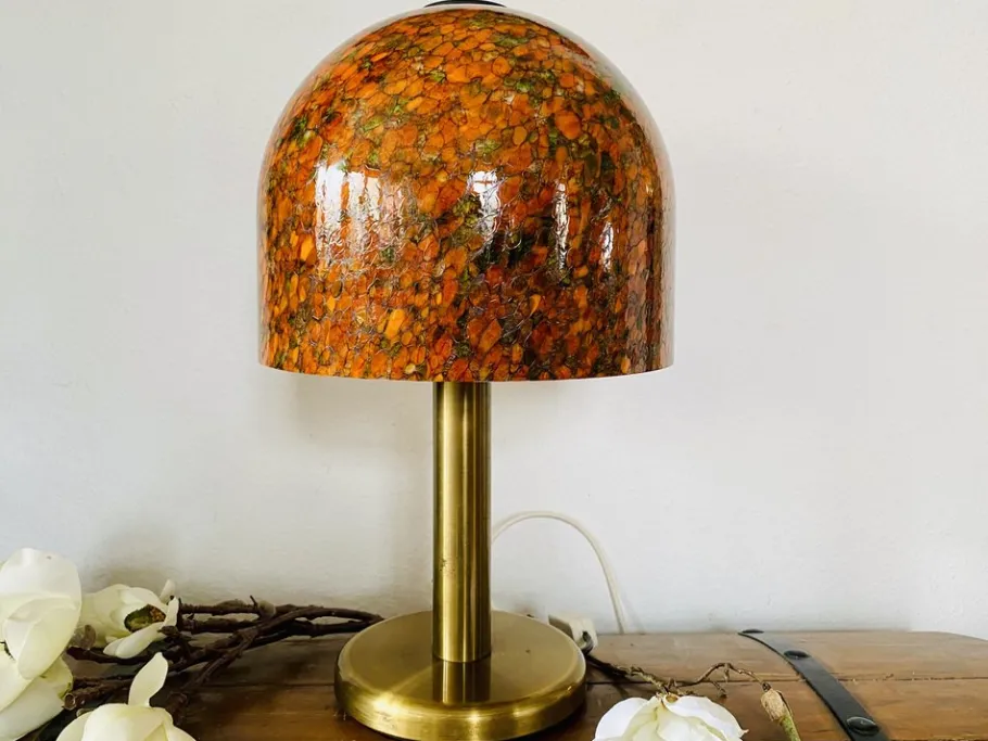 Discount Pamono Orange Multicolored Mushroom Lamp by Peill and Putzler, 1970s