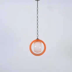 New Pamono Orange Murano Glass Eclipse Pendant attributed to Nason for Mazzega, Italy, 1960s