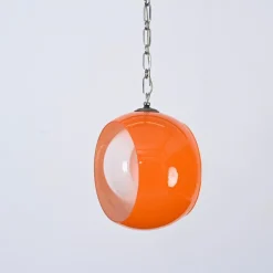 New Pamono Orange Murano Glass Eclipse Pendant attributed to Nason for Mazzega, Italy, 1960s