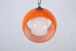 New Pamono Orange Murano Glass Eclipse Pendant attributed to Nason for Mazzega, Italy, 1960s