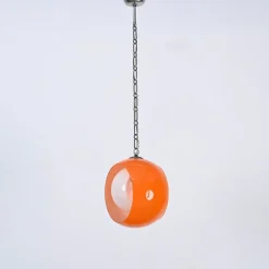 New Pamono Orange Murano Glass Eclipse Pendant attributed to Nason for Mazzega, Italy, 1960s