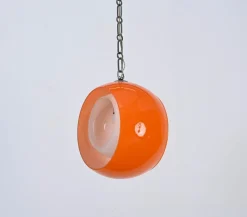 New Pamono Orange Murano Glass Eclipse Pendant attributed to Nason for Mazzega, Italy, 1960s