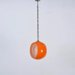 New Pamono Orange Murano Glass Eclipse Pendant attributed to Nason for Mazzega, Italy, 1960s