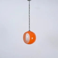 New Pamono Orange Murano Glass Eclipse Pendant attributed to Nason for Mazzega, Italy, 1960s