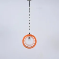 New Pamono Orange Murano Glass Eclipse Pendant attributed to Nason for Mazzega, Italy, 1960s