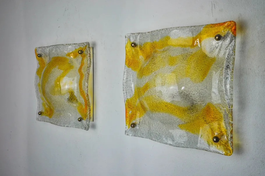 Hot Pamono Orange Murano Wall Lights from Mazzega, Italy, 1970s, Set of 2
