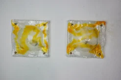 Hot Pamono Orange Murano Wall Lights from Mazzega, Italy, 1970s, Set of 2