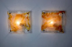 Hot Pamono Orange Murano Wall Lights from Mazzega, Italy, 1970s, Set of 2