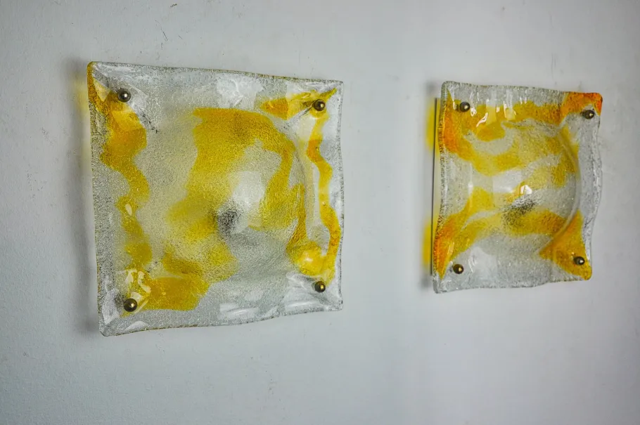 Hot Pamono Orange Murano Wall Lights from Mazzega, Italy, 1970s, Set of 2