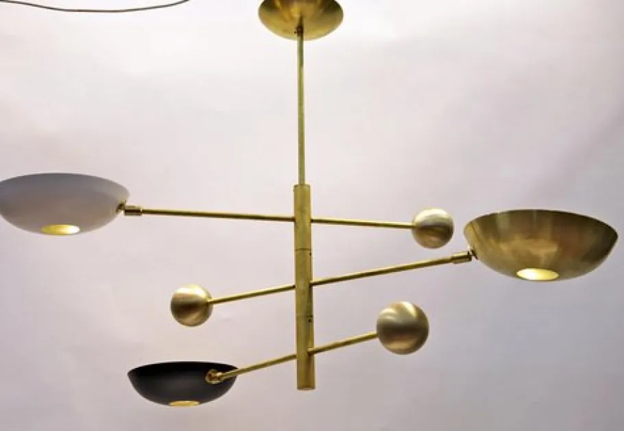 Hot Pamono Orbitale Brass Chandelier by Silvio Piattelli