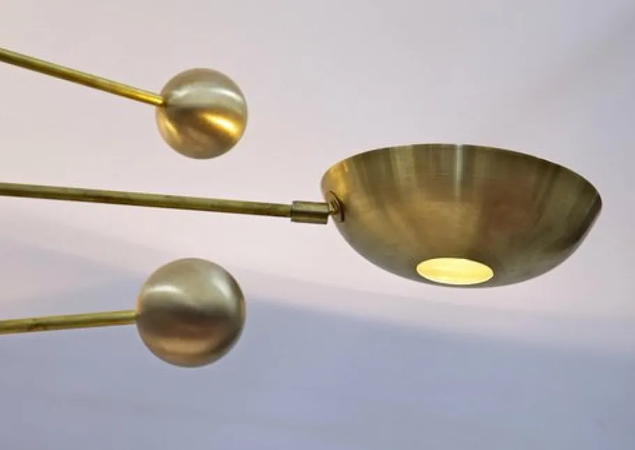 Hot Pamono Orbitale Brass Chandelier by Silvio Piattelli