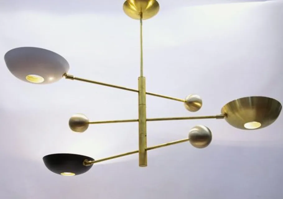 Hot Pamono Orbitale Brass Chandelier by Silvio Piattelli