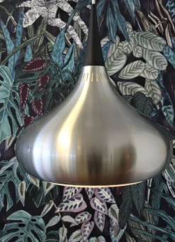 New Pamono Orient Brushed Aluminum Pendant Lamp by Jo Hammerborg for Fog & Mørup, 1960s
