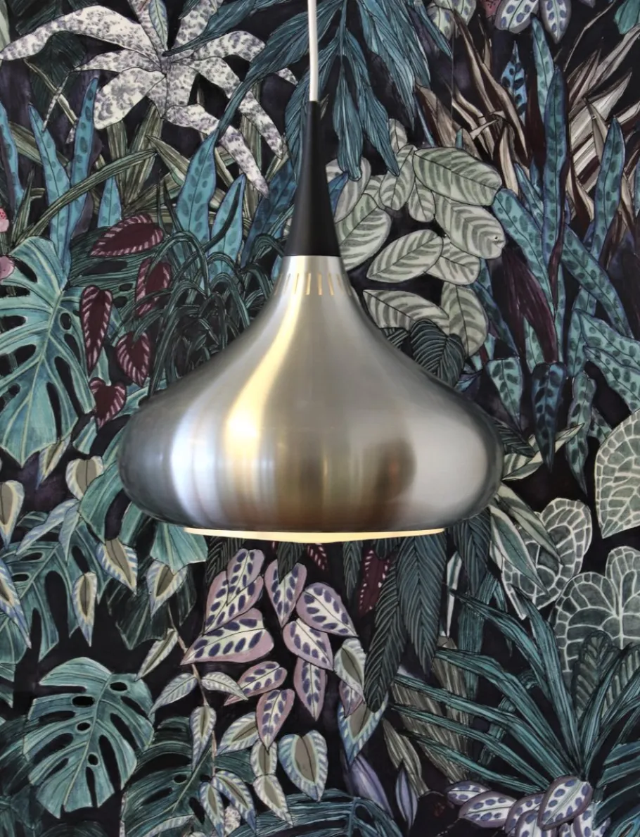 New Pamono Orient Brushed Aluminum Pendant Lamp by Jo Hammerborg for Fog & Mørup, 1960s