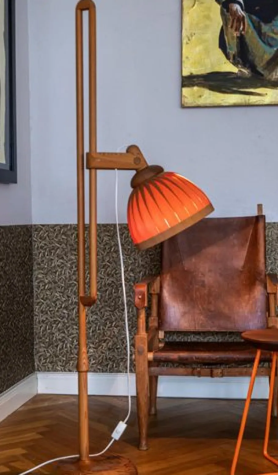 New Pamono Original Scandinavian Bent Pine Adjustable Floor Light by Hans-Agne Jakobsson, 1960s