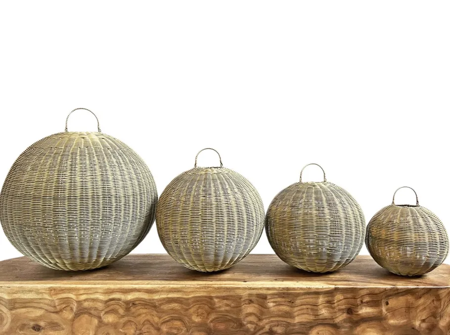 Best Pamono Outdoor Faux Rattan Globe Lantern, 2010s
