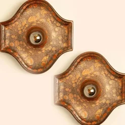 Clearance Pamono Oval Fat Lava Style Ceramic Wall Lights, 1970s, Set of 2