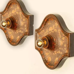 Clearance Pamono Oval Fat Lava Style Ceramic Wall Lights, 1970s, Set of 2